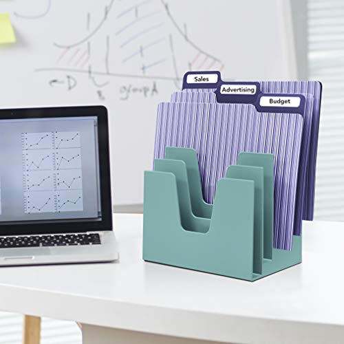 Acrimet 5 Section Incline File Sorter Organizer, Desktop Mail Holder, Green - color: Solid Green