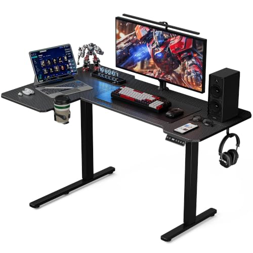 Acrolix L Shaped Electric Standing Desk, 43x31.5 Inch Reversible, Black Carbon - color: Black Carbon, size: 43