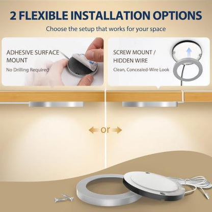 V4light Wired LED Puck Lights, Under Cabinet Lighting Touch Dimmer, 4 Pack - color: Gray, size: 4 Pack