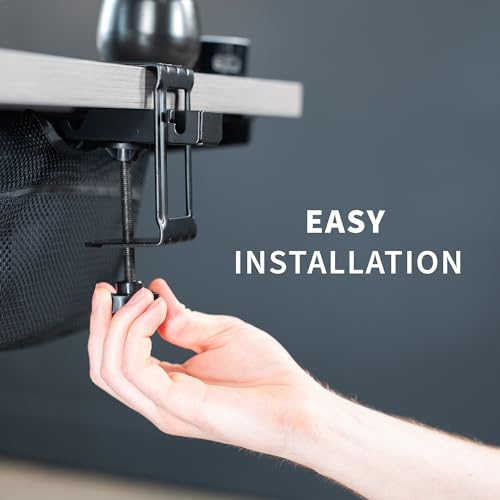 VIVO No Drill Clamp-on 44 inch Mesh Net Under Desk Cable Management Wire Organizer, Adjustable Home Office Standing Desk Cord Storage Sleeve, Black, DESK-AC44MH (Pack of 2) - size: 44" (Pack of 2)