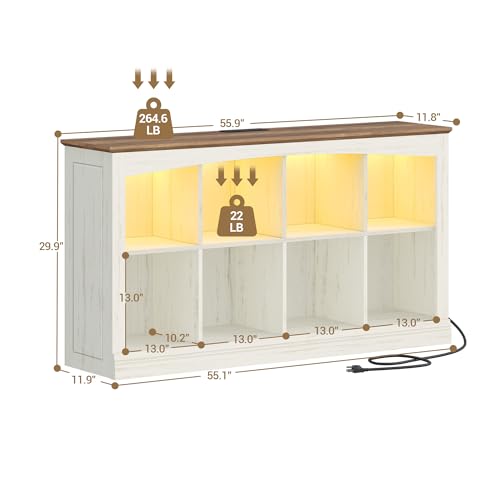 Hzuaneri 2 Tier Wood Cube Bookshelf, 8 Cube Storage Organizer - size: 11.9"D x 55.1"W x 29.9"H