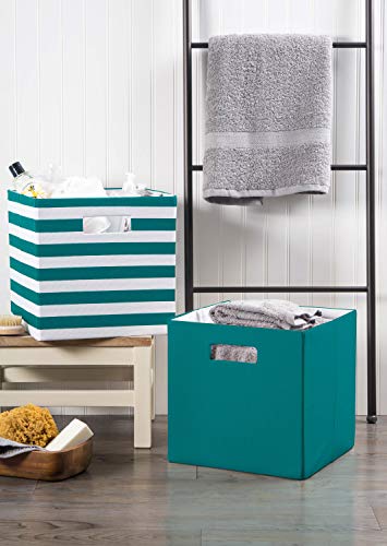 DII Poly-Cube Storage Collection Hard Sided, Collapsible Solid, Small, Teal - color: Teal, size: Small Square, 11x11x11"