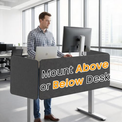 3-Pack Clamp-On Desk Dividers, 24 x 24 and 24 x 48 Inch, Dark Gray - color: Dark Gray, size: 24×24 (2) + 24×48 (1)