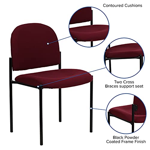 EMMA + OLIVER Burgundy Fabric Stackable Steel Side Reception Chair - color: Burgundy Fabric