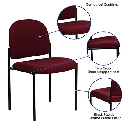 EMMA + OLIVER Burgundy Fabric Stackable Steel Side Reception Chair - color: Burgundy Fabric