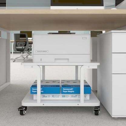 Natwind 2 Tier Laser Printer Stand,24''x20'' Under Desk Printer Cart, White - color: White