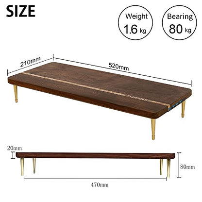 Monitor Stand Wood Riser with 4 USB Ports, Computer Monitor Stand with America Walnut Data Transfer Charging Hub -Compatible with Computer, Mac, PCs, Smartphone, 20.5*8.3in