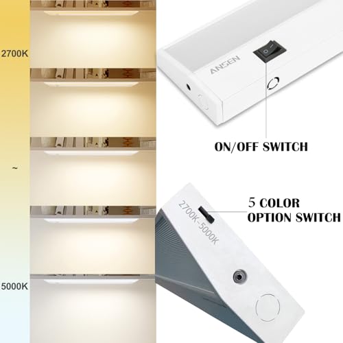 Ansen 2Packs of Under Cabinet Lighting Hardwired, 30in 20W 1150LM Dimmable Led Light for Kitchen/Closet, CRI 92+, R9 90+, 5 Color Temperature, 2700K-5000K(Warm White, Cool White, Daylight) - size: 30 inch