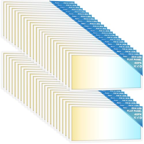 Sunco 48 Pack 2x4 LED Flat Panel Lights 3CCT Selectable, 30-50W, Dimmable | 6500LM, Selectable CCT 4000K/5000K/6000K, Selectable Wattage 30W/40W/50W, 0-10V, Office Lighting, Warehouse, Drop Ceiling - size: 2x4 (48 Pack)
