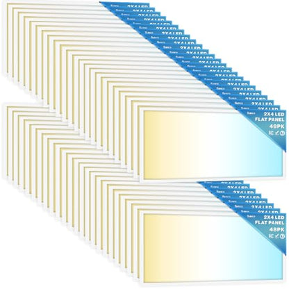 Sunco 48 Pack 2x4 LED Flat Panel Lights 3CCT Selectable, 30-50W, Dimmable | 6500LM, Selectable CCT 4000K/5000K/6000K, Selectable Wattage 30W/40W/50W, 0-10V, Office Lighting, Warehouse, Drop Ceiling - size: 2x4 (48 Pack)