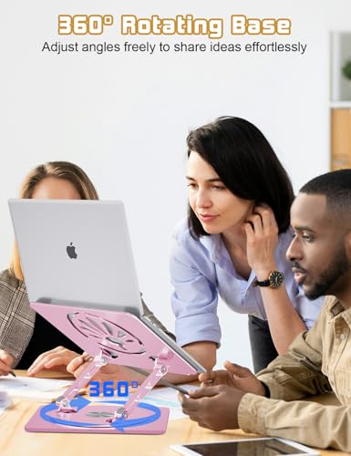 Adjustable Laptop Stand for Desk-360° Rotating Foldable Laptop Holder Ergonomic Laptop Riser for MacBook Pro/Air Dell HP Lenovo Notebook up to 16",Pink - color: Pink