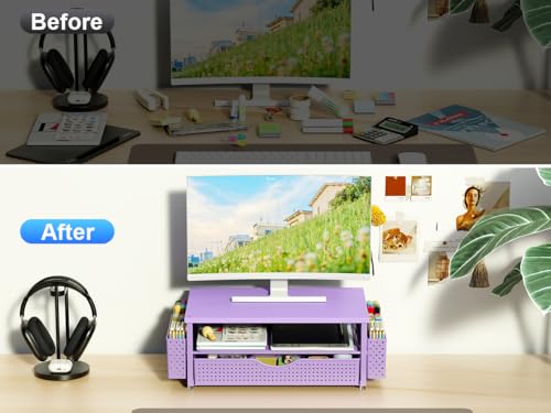 Spacrea Desk Organizers and Accessories, Printer Stand with Storage, Purple - color: Purple