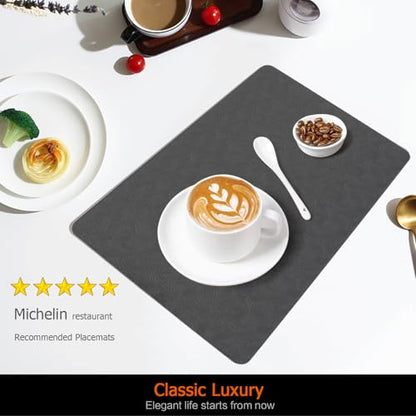 Gray Plastic Vinyl Placemats Set of 12, Waterproof Heat Resistant Table Mats,Faux Leather Wipeable Washable Easy Clean Non-Slip Place Mats for Indoor Outdoor(12,Gray) - color: Gray