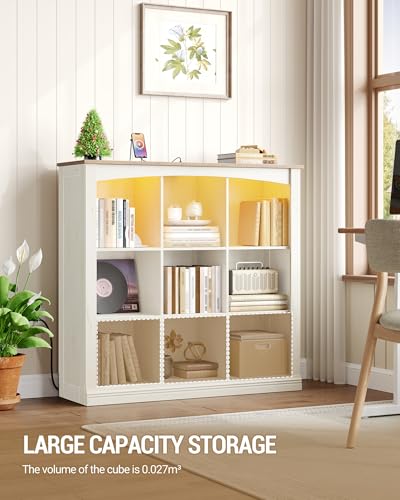 Hzuaneri 3 Tier Wood Cube Bookshelf, 9 Cube Storage Organizer - size: 11.8"D x 43.3"W x 41.3"H