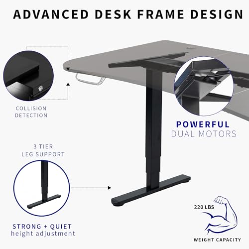 VIVO Black 63 x 32 in Standing Desk, DESK-KIT-2W1B - color: Black Top / White Frame, size: 63 x 32