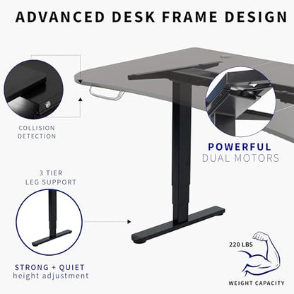 VIVO Black 63 x 32 in Standing Desk, DESK-KIT-2W1B - color: Black Top / White Frame, size: 63 x 32