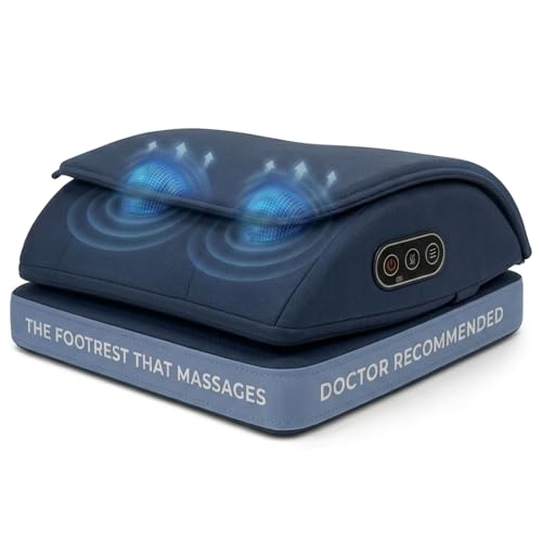 Serenova 2-in-1 Under Desk Foot Massager and Footrest, Cordless Rechargeable Shiatsu and Vibration Foot Rest for Office, Home Desk and Work from Home, Auto-Off Timer, Washable Cover