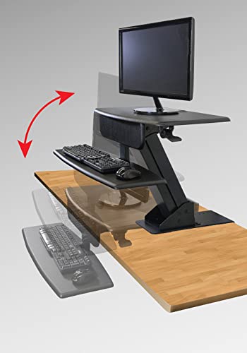 Kantek Standing Desk Converter, Clamps to Desk for Stability & Space, Adjustable Upto 23", Sit to Stand Home Office Workstation, Grommet Hole, Black,STS800 - color: Black, style: Desk Mounted System