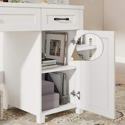 Vabches Farmhouse 47" Executive Desk with Drawers, Cream White - color: Cream White, size: 47"W