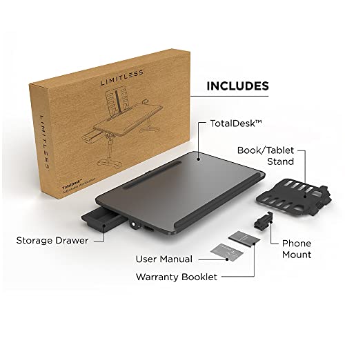 Limitless TotalDesk Portable Modern Workstation and Lap Desk with Adjustable Height & Tilt (Black) - color: Black