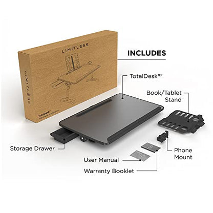 Limitless TotalDesk Portable Modern Workstation and Lap Desk with Adjustable Height & Tilt (Black) - color: Black