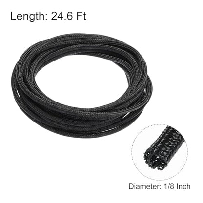 MECCANIXITY Cord Sleeve Cable Organizer 24.6 Ft - 1/8 Inch Wire Cover Protector for USB Cable TV Video Under Desk Wire Management - size: 1/8 Inch x 25 Ft