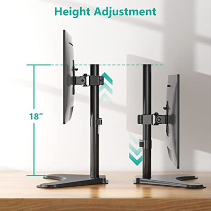 WALI Freestanding Vesa Monitor Stand for 13-32 inch Screens, up to 22 lbs | Single Monitor Stand for Desk, Full Motion with Height Adjustment, Tilt, Swivel, Rotation, VESA 75/100mm (MF001), Black - size: Single, style: Free-Standing