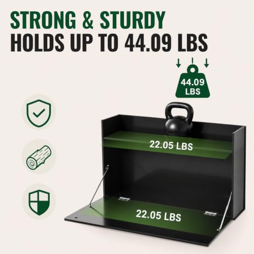 Wall Mounted Foldable Desk Cabinet with Lock, 29.9 Inch Floating Desk & Storage Shelf, Space Saving Fold Down Table for Small Spaces, Home Office, Study, Holds 44 lbs (Black, 76*43*40cm)