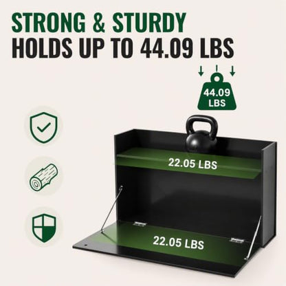 Wall Mounted Foldable Desk Cabinet with Lock, 29.9 Inch Floating Desk & Storage Shelf, Space Saving Fold Down Table for Small Spaces, Home Office, Study, Holds 44 lbs (Black, 76*43*40cm)