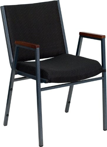 Flash Furniture 4 Pack HERCULES Series Heavy Duty Black Dot Fabric Stack Chair with Arms - color: Black Patterned Fabric, size: Set of 4