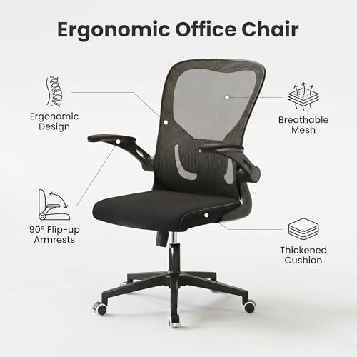 Ergonomic Office Desk Chair, 90°-125° Tilt Back Home Desk Chair with 360° Swivel & Mute Wheels, High Back Mesh Computer Chair for Adults with Lumbar Support, 330 LBS Capacity (01Black) - color: 01black