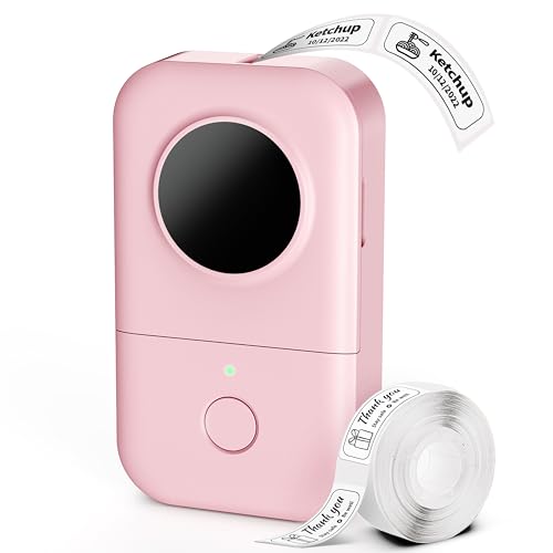Phomemo Label Maker, D30 Label Maker Machine with Tape, Mini Bluetooth Label Makers, Small Portable Thermal Label Printer, Sticker Maker for School Classroom Teacher Home Kitchen Office Supplies - color: Pink