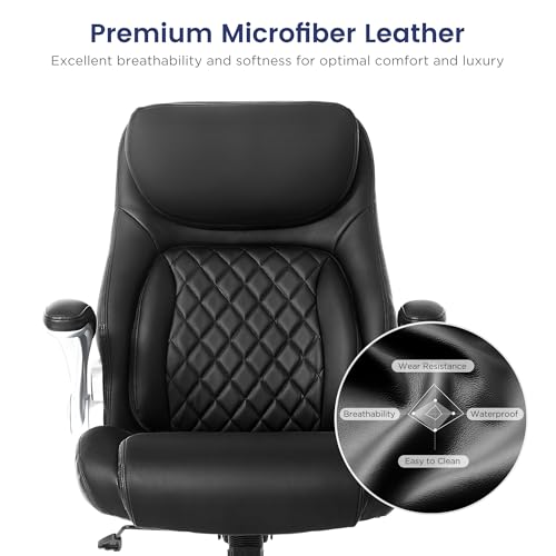 Nouhaus Ergonomic Office Chair Premium Microfiber Leather Adjustable Lumbar Support & Armrests, High Back Comfy Desk Gaming Chairs Executive Computer Swivel Chair Tilt Function(Posture,Black) - color: Black