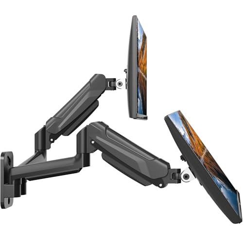 BONTEC Dual Monitor Wall Mount for 13-32 Inch Screens, VESA 75x75/100x100mm | Height Adjustable Gas Spring Arm with Tilt, Swivel & Rotate, Hold Up to 19.8 lbs, Fully Adjustable, Office & Home Use - style: Dual Arms