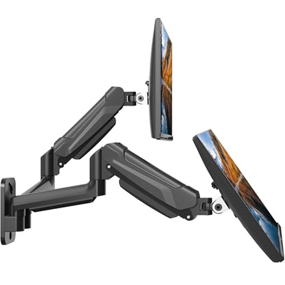 BONTEC Dual Monitor Wall Mount for 13-32 Inch Screens, VESA 75x75/100x100mm | Height Adjustable Gas Spring Arm with Tilt, Swivel & Rotate, Hold Up to 19.8 lbs, Fully Adjustable, Office & Home Use - style: Dual Arms
