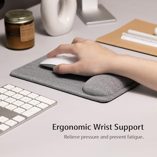 SenseAGE Compact Ergonomic Mouse Pad with Wrist Rest Support, Pain Relief, Non-Slip Base, Optimized Tracking Surface, Lightweight & Portable, Ideal for Office, Home & Travel, 8.9 x 6.1 in (Grey) - size: 8.9L x 6.1W inches