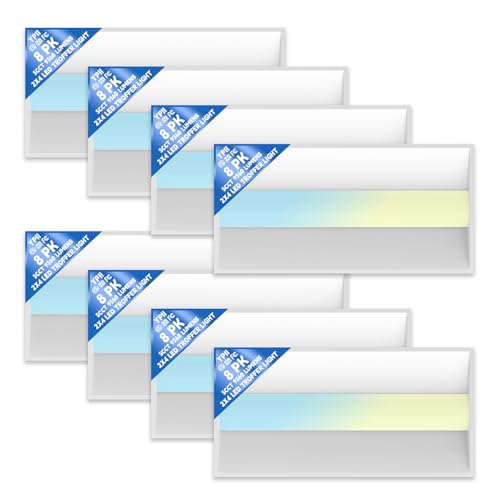8Pack 2x4 FT LED Center Basket Troffer Light, 5CCT Color Tunable 3000/3500/4000/5000/6500K, Watt Adjustable 72W/60/50/40/30W, 0-10V Dimmable Drop Ceiling Lights, 120-277V-ETL Qualified - size: 2X4 8Pack