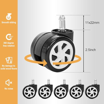 28" Heavy Duty Nylon Gaming Office Chair Base Replacement Part with Wheels | Computer Chair Base Legs with 5 Casters - color: White