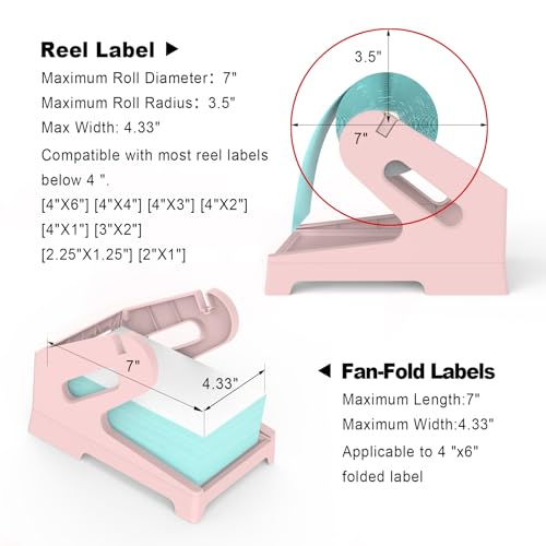 Thermal Label Holder for Rolls and Fan-Fold Labels, Sticker Roll Holder Work with Desktop Label Printer, Label Stand Shipping Supplies for Home Office(Pink) - color: Pink