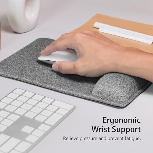 SenseAGE Large Ergonomic Mouse Pad with Wrist Rest Support, Enhanced Comfort & Space, Non-Slip Mouse Mat for Desk, Laptop & Computer, 10.6 x 7.3 inch (Grey) - size: 10.6L x 7.3W inches