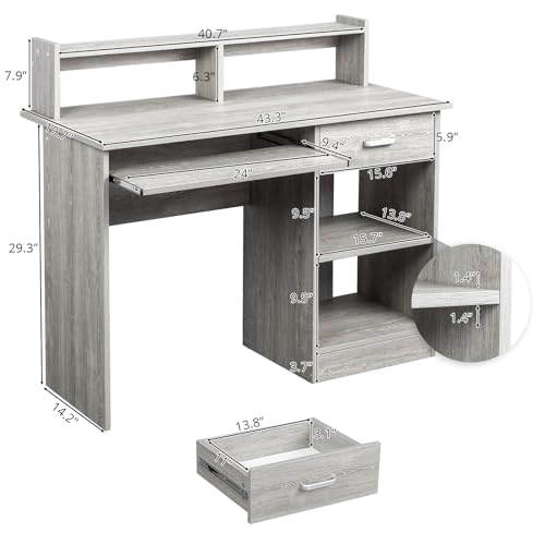 Karl home Computer Desk Study Writing Desk, Grey - color: Grey, size: with Keyboard 1