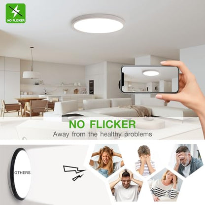 15.8 Inch White LED Flush Mount Ceiling Light Fixture (4 Pcs) - color: White, size: 15.8inch-4Pack