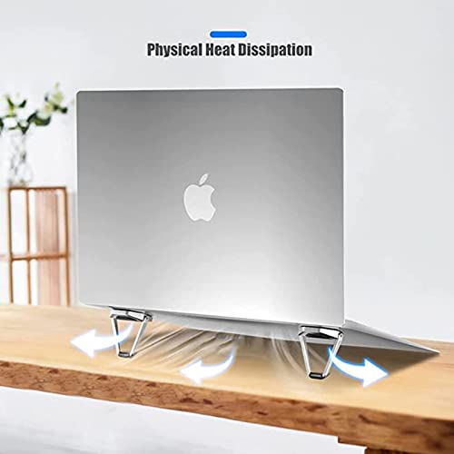 Portable Invisible Laptop Stand - 2PCS zinc Alloy Laptop mini Stand Heat Dissipation pad, Laptop Lifter Suitable for 12-20 inch Laptop - color: Silver