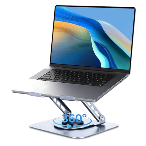 Leeboom 360° Rotating Laptop Stand, Aluminum Riser with Ergonomic Design - color: light silver