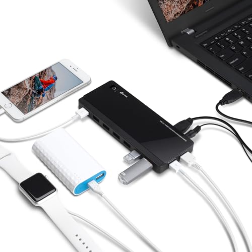 TP-Link Powered USB Hub 3.0 with 7 USB 3.0 Data Ports and 2 Smart Charging USB Ports. Compatible with Windows, Mac, Chrome & Linux OS, with Power On/Off Button, 12V/4A Power Adapter(UH720)