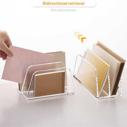SANRUI Acrylic Mail Organizer for Desk, Mail Holder with 2-Slot, Clear - size: 2 Slots