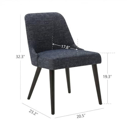 CHITA Mid-Century Modern Dining Chair, Set of 2, Dark Blue in Fabric | Upholstered Dining Chairs for Dining Room Living Room, Dining Room Chairs with Sturdy Wood Frame, Fabric Accent Chair - color: Dark Blue in Fabric, 2pcs