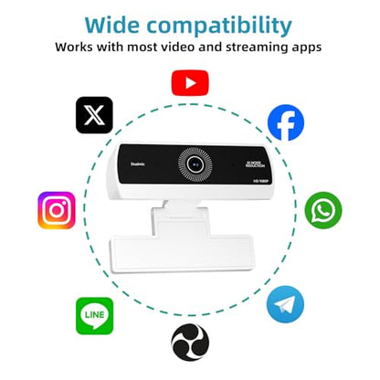 Webcam for PC,HD 1080P USB Plug-and-Play Computer Web Camera, HighDefinition Webcam for Desktop Laptop,Ideal for Online Class, Video ConferenceLive Streaming & Gaming - color: 1080P-white