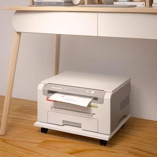 Printer Shelf Stand Under Desk Printer Stand with 4 Caster Wheels Office Movable Printer Copier Stand CPU Holder White Rolling Plant Rack Tray Printer Carts & Stands - size: 29*44cm
