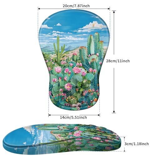 YIWEI Ergonomic Mouse Pad with Wrist Rest for Carpal Tunnel Pain Relief - color: Cactus